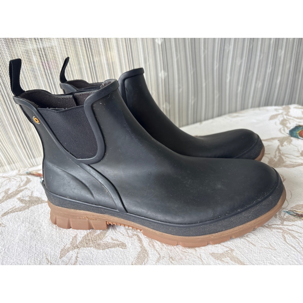 Bogs Amelia Slip On Black Rubber Rain Boots Womens 10 Waterproof 79096-001